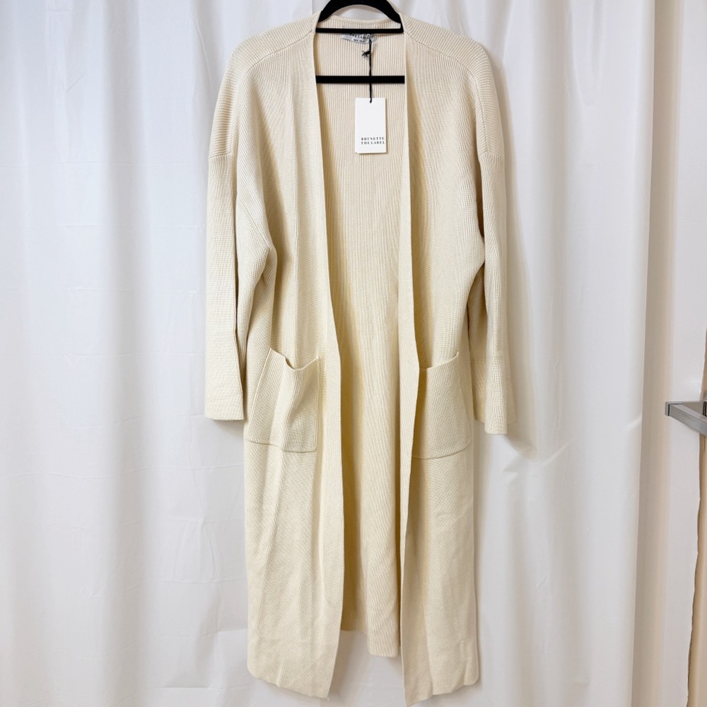 Brunette The Label Matilda Rib Knit Oversized Maxi Cardigan Cream XS/S